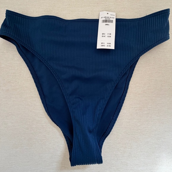 Curvy High-Leg High-Waist Ribbed Cheeky Bikini Bottom - Picture 1 of 1